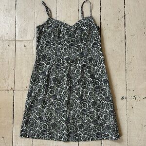 Vintage Jacob Green and Black Floral Dress